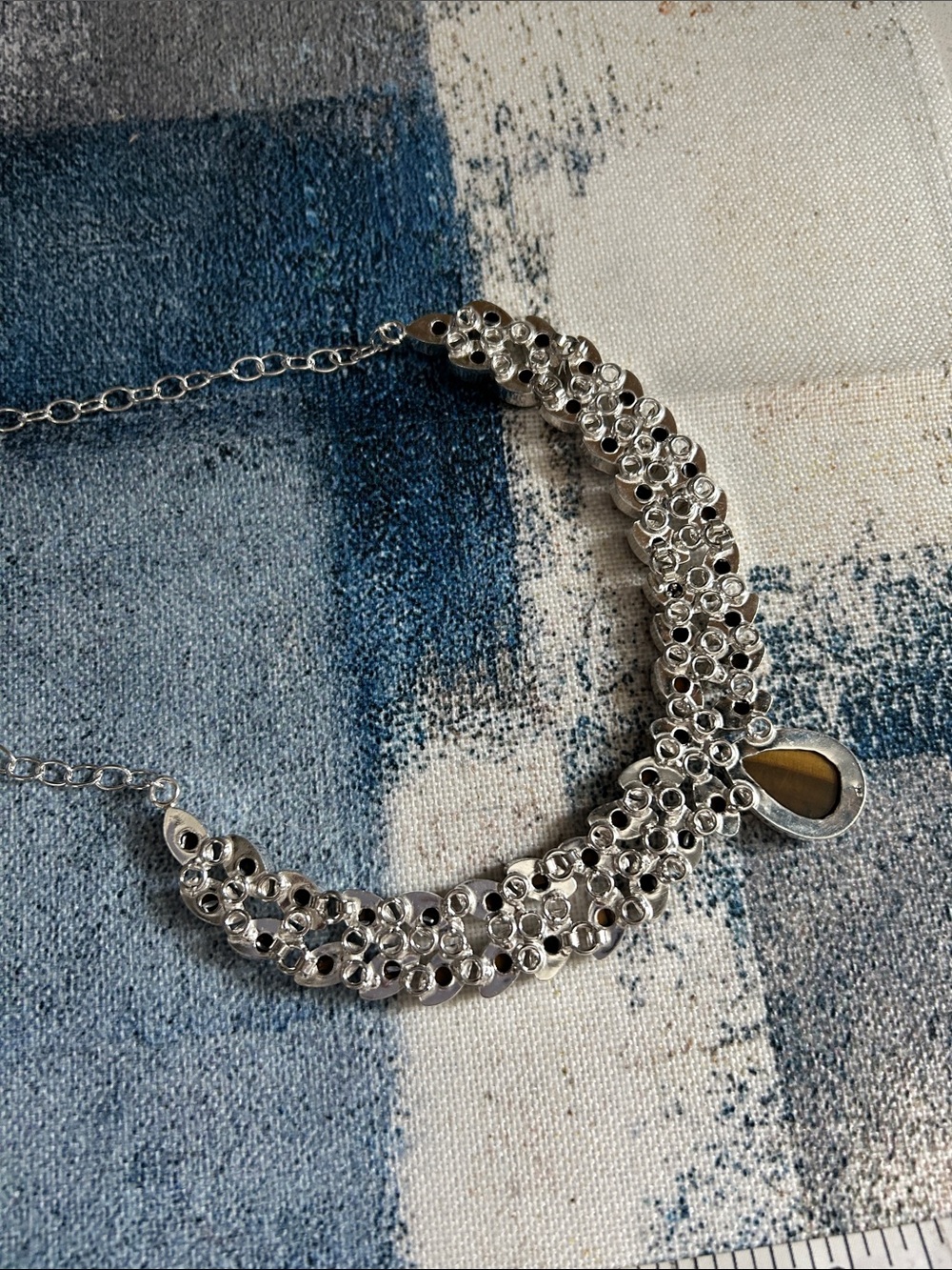 Sterling Silver Tigers Eye Gemstone Necklace - Picture 9 of 10